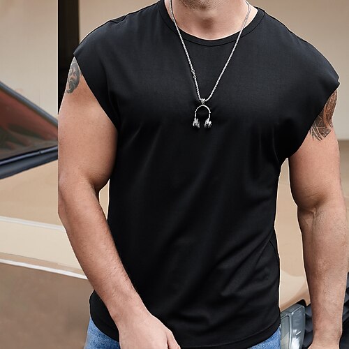 

Herre Tanktop Vest Top Underskorte Ærmeløs skjorte Vanlig Rund Hals Sport & Udendørs Ferierejse Stropper Tøj Mode Daglig Sport