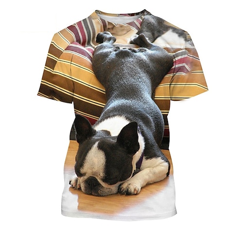 

Animal Chien Bulldog français Manches Ajustées Animé Art graphique Tee-shirt Pour Homme Femme Unisexe Adulte Impression 3D 100 % Polyester Casual Quotidien