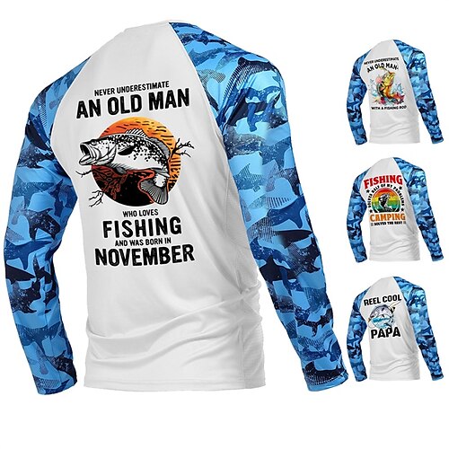 

Hombre Camisa de pesca Exterior Manga Larga Protección UV Transpirable Ligero Secado rápido Reductor del Sudor Camiseta Verano Primavera Exterior Pesca Amarillo Azul Azul cielo