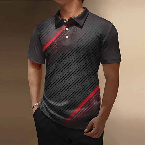 

Per uomo Polo con bottoni POLO Camicia da golf Golf Stampe astratte Geometria Collo ripiegabile Grigio Esterno Strada Maniche corte Stampa Abbigliamento Sportivo Di tendenza Streetwear Originale