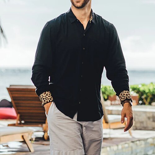 

Per uomo camicia di lino Camicia con bottoni Camicia estiva Maglietta informale Camicia da spiaggia Nero Manica lunga Liscio Colletto da cerimonia con passante Primavera estate Informale Giornaliero