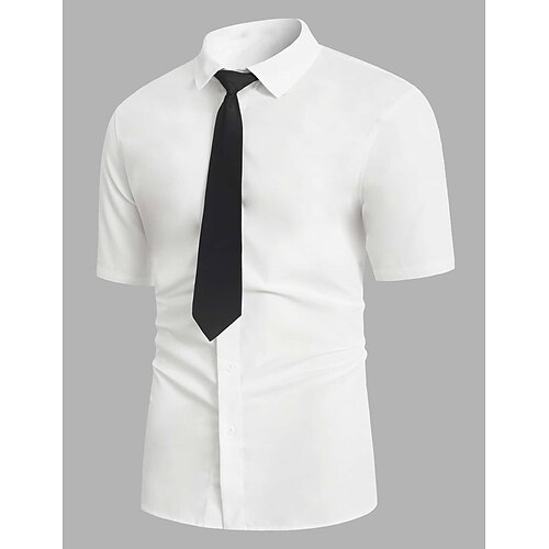 

Homme Chemise Chemise boutonnée Blanche manche longue Plein Col rabattu Printemps Automne Mariage Sortie Vêtement Tenue Basique