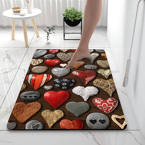 

Smooth Stone Diatomaceous Earth Bath Mat Super Absorbent Bathroom Rug Door Mat New Design