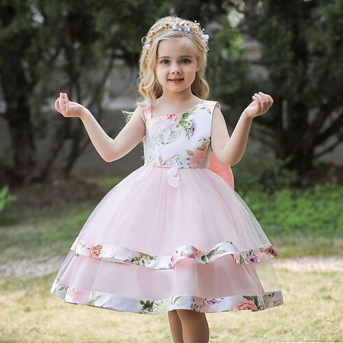 

Bambino (1-4 anni) Da ragazza Vestito da festa Floreale Vestito da festa Medio Vestito Prestazioni Girocollo Senza maniche Attivo Vestito 7-13 anni Estate Rosa Rosso Verde scuro