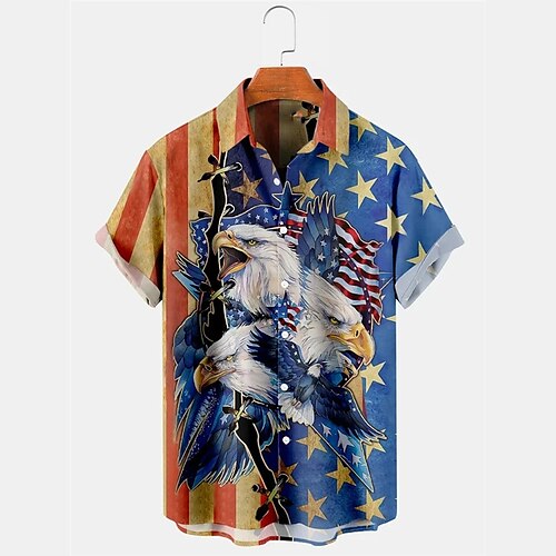 

Hombre Camisa camisa hawaiana Estampados Cosecha Águila Bandera estadounidense Cuello Vuelto Amarillo Rojo Azul Piscina Exterior Calle Mangas cortas Estampado Ropa Moda Ropa de calle Design Casual