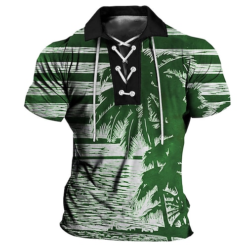 

Per uomo POLO Camicia da golf Golf Albero di cocco Stampe astratte Collo ripiegabile Blu Verde Esterno Strada Manica corta A cordoncino Stampa Abbigliamento Sportivo Di tendenza Streetwear Originale