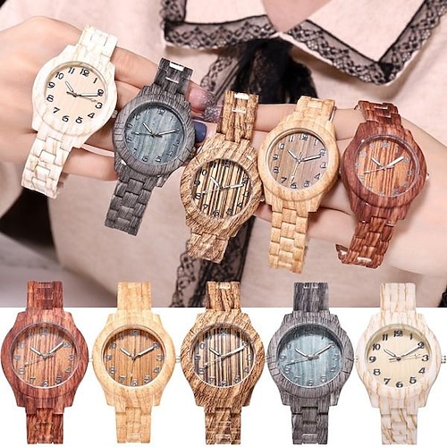 

Frauen Quarzuhren Bambus Holz kreative Armbanduhr modernes Holzarmband Sandelholzmuster Paar Uhren Uhr Geschenk