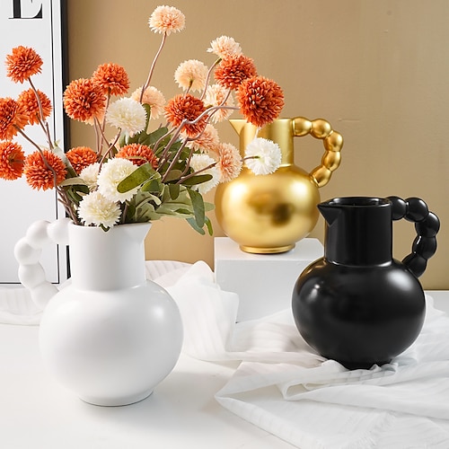 

1 ins lait pot poignée vase créatif poche résine fleur insérer pour la décoration de la maison salon table à manger français décoration