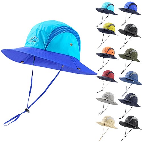 

Women's Fisherman Hat Hiking Cap Outdoor Portable UV Sun Protection Breathable Soft Patchwork Polyester Black Yellow Red for