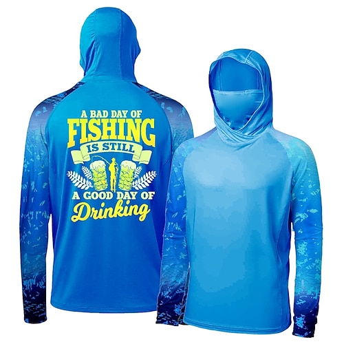 

Men's Fishing Shirt Hooded Outdoor Long Sleeve UV Protection Breathable Lightweight Quick Dry Sweat wicking Top Summer Spring Outdoor Fishing White Yellow Blue