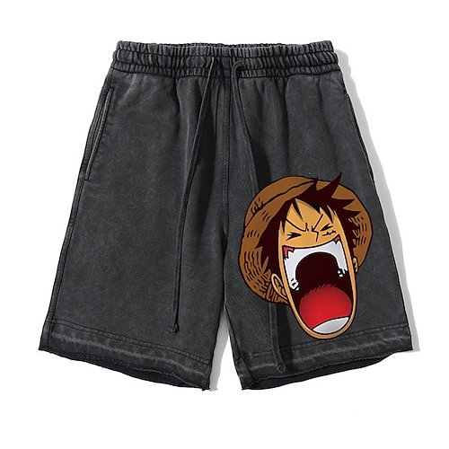 

One Piece Monkey D.Luffy Shorts Short de plage Animé Art graphique Style de rue Short Pour Homme Femme Unisexe Adulte Estampage à chaud 100% Coton Casual Quotidien