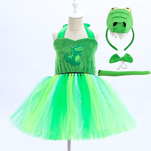 

Animal Dress Cosplay Costume Animal Costume Kid's Girls' Cosplay Casual Festival / Holiday Organza Coral Velve Green Easy Carnival Costumes