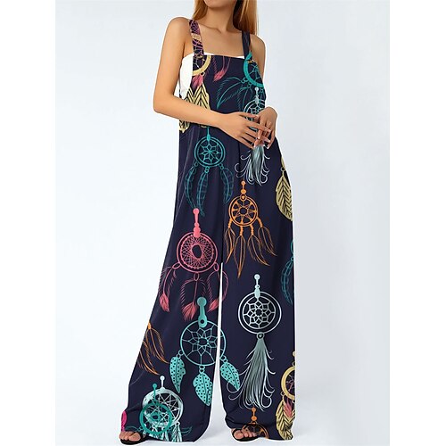 

Damen Latzhose Bedruckt Blumen Quadratischer Ausschnitt Urlaub Brautkleider schlicht Täglich Urlaub Regular Fit Ärmellos Schwarz Wein Marineblau S M L XL Sommer