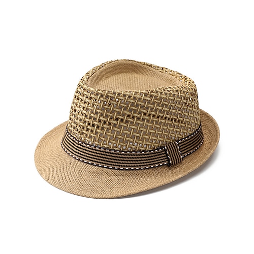 

Men's Unisex Straw Hat Sun Hat Soaker Hat Safari Hat Gambler Hat Black White Licorice Mesh Stylish Casual Outdoor clothing Holiday Going out Plain Sunscreen