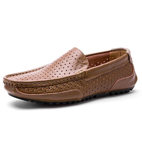 

Herre Sko Tøfler & Slip-ons Kontor / Bedrift Penny Loafers Afslappet Daglig Gang Elastisk stof Åndbart Sort Blå Brun Sommer Forår