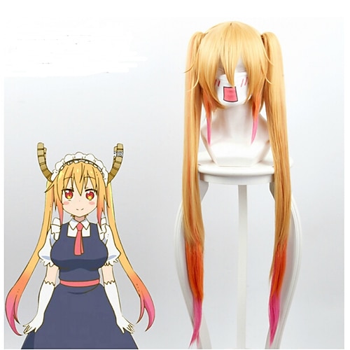 

Miss kobayashi's dragon maid tohru parrucche cosplay parrucca kobayashi 85cm parrucca cosplay capelli lisci lunghi di colore misto