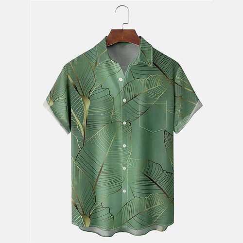 

Homme Chemise Chemise hawaïenne Cocotier Imprimés Photos Coucher du soleil Feuilles Col rabattu Noir Bleu Vert Extérieur Plein Air Manches courtes Imprimer Vêtement Tenue Mode Design Décontractées