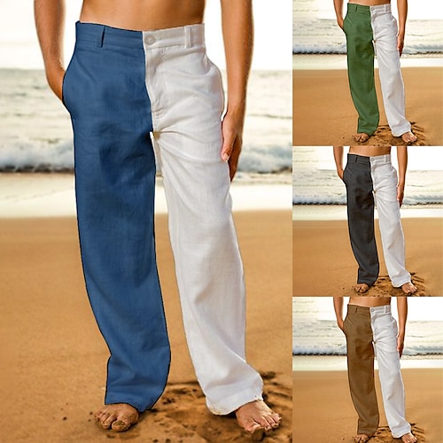 

Homens Calças Calça verão Calças de praia Bolso frontal Perna reta Bloco de cor Conforto Respirável Casual Diário Feriado Moda Básico Preto Azul