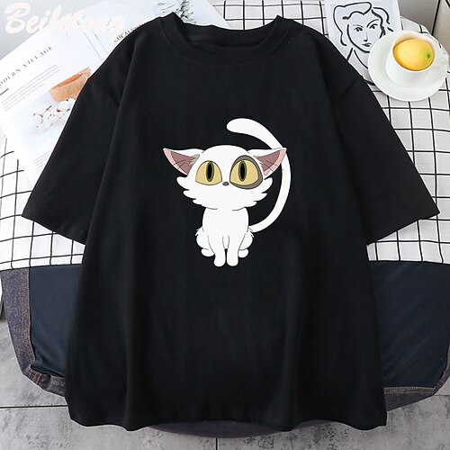 

Suzume No Tojimari Cat Daijin T-shirt Print Street Style T-shirt For Men's Women's Unisex Adults' Hot Stamping 100% Cotton Casual Daily