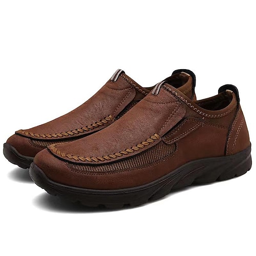 

Herren Loafer Slip On Komfort-Müßiggänger Geschäftlich Brautkleider schlicht Outdoor Täglich Wanderschuhe PU Atmungsaktiv Braun Grau Sommer Frühling