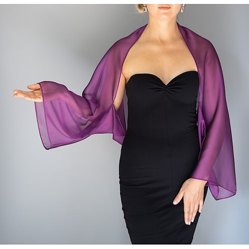 

Chales Estolas de Señora Bolero Un Color Elegante Manga Larga Gasa Velos de Boda Con Color Puro Para Fiesta Otoño