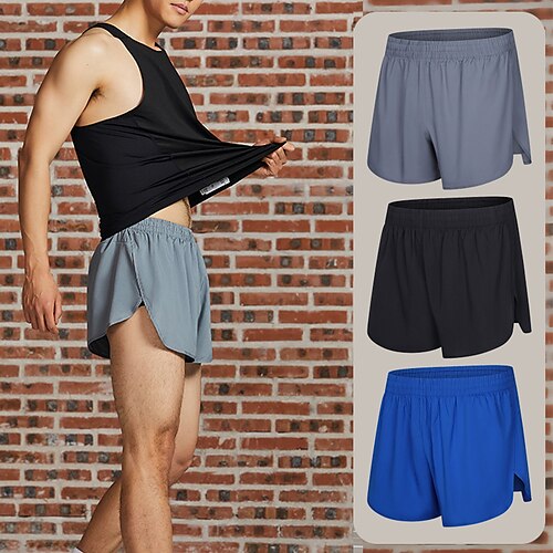 

Herre Løbeshorts Atletiske shorts Underdele Atletisk atletiktøj Åndbart Svedtransporende Blød Fitness Gym Træning Løb Sportstøj Sportstøj Ensfarvet Sort Blå Grå