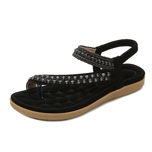 

Mujer Sandalias Playa de Boho Bohemia Sandalias de plataforma Diario Playa Tacón Plano Puntera abierta Casual Minimalismo Cuero Sintético Banda Elástica Almendra Negro Azul