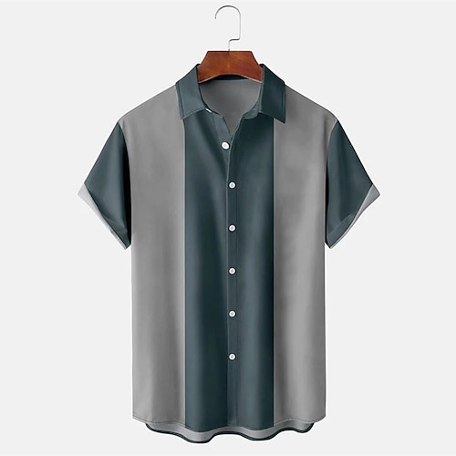 

Per uomo Camicia Camicia da bowling Camicia con bottoni Camicia estiva Blu turchese Maniche corte Color Block Stampe astratte Collo ripiegabile Stampa a caldo Sport Per eventi Bottone giù