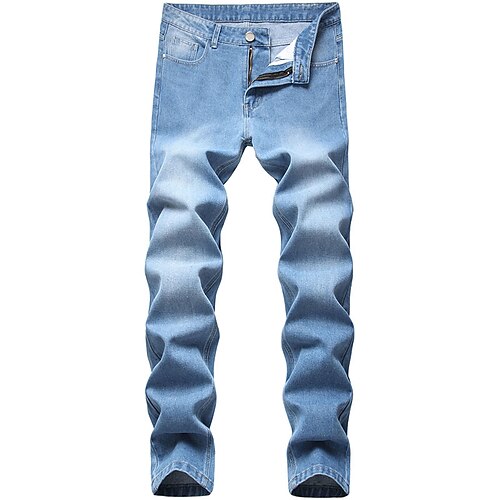 

Per uomo Jeans Pantaloni Pantaloni di denim Tasche Liscio Comfort Traspirante Esterno Giornaliero Per uscire Denim Di tendenza Informale Azzurro