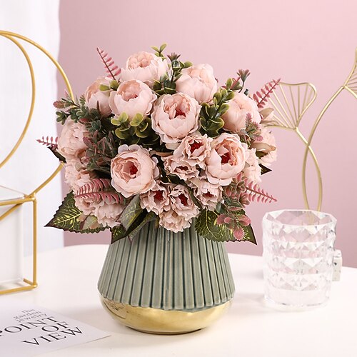 

kunstige blomster falske peon bukett silke falsk blomst til bryllup midtdeler buketter gjør-det-selv blomsterdekor hjemmedekorasjon morsdag valentinsdag