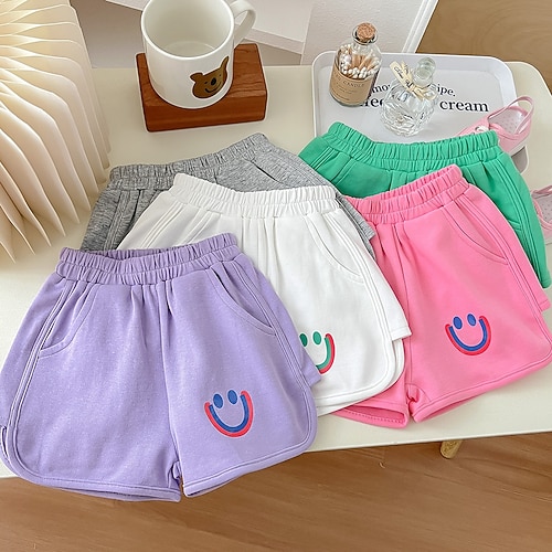 

Baby Pige Shorts Tegneserie Aktiv udendørs 3-7 år Sommer Sort Hvid Lyserød