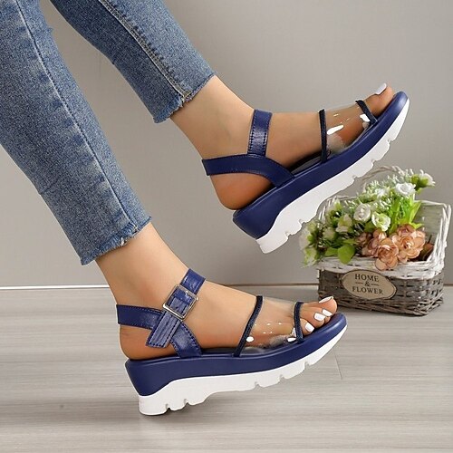 

Women's Sandals Wedge Sandals Plus Size Outdoor Daily Shoes And Bags Matching Sets Hollow Out Buckle Wedge Heel Peep Toe Vintage Casual Walking Shoes Patent Leather Buckle Solid Color Black White Red