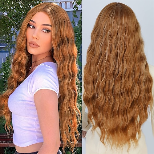 

Ginger Wig Long Curly Wigs for Women Multi Color Red Copper Synthetic Curly Wavy Auburn Wigs Middle Part Heat Resistant Wigs for Daily Party Use 26 Inch