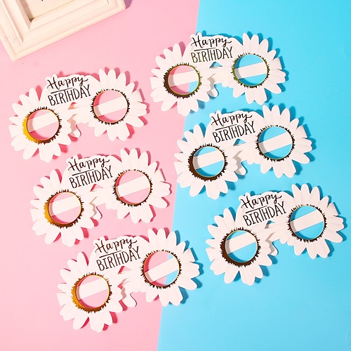

6pcs-fête d'anniversaire drôle décoration verres en papier marguerite accessoires d'anniversaire lunettes jouet dessin animé fête lunettes