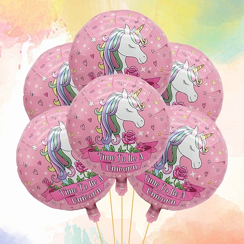 

Juego de globos de película de aluminio de unicornio de feliz cumpleaños de 6 uds. Globo de decoración de fiesta temática de fiesta de cumpleaños