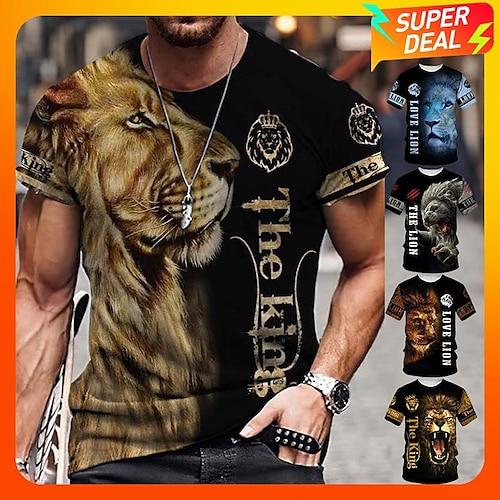 

Men's Unisex T shirt Tee Tiger Graphic Prints Crew Neck Black-White Silvergolden Gold Black Black Yellow 3D Print Outdoor Street Short Sleeve Print Clothing Apparel Sports Casual Big and Tall