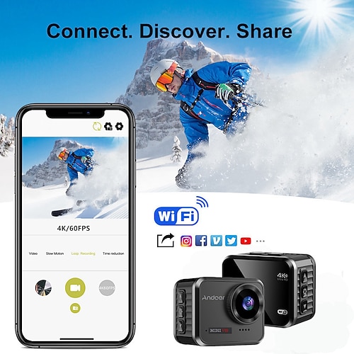 

andoer mini v8 naken vanntett 4k60fps eis video wifi undervannssport kamera 4k sport motorsykkel hjelm rekord