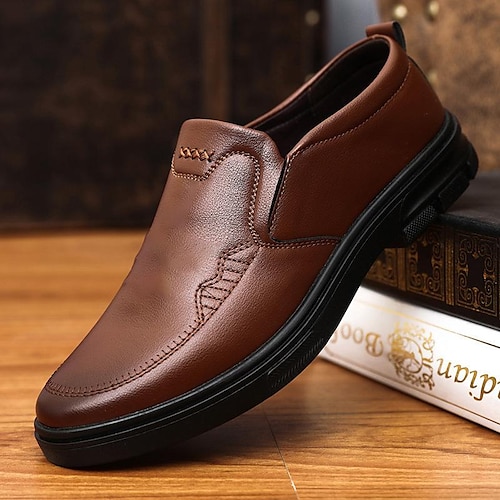 

Homens Mocassins e Slip-Ons Mocassins de couro Negócio Casual Ao ar livre Diário Caminhada Couro Ecológico Respirável Preto Caqui Verão Primavera