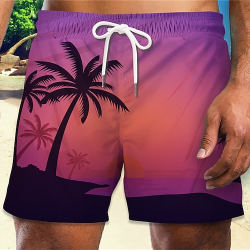 

Herre Surfeshorts Badeshorts Snorer med mesh fôr Elastisk midje Kokosnøttre Grafiske trykk Hurtigtørkende Kort Avslappet Daglig Ferie Hawaiisk Bohem Lys Lilla Lilla Mikroelastisk