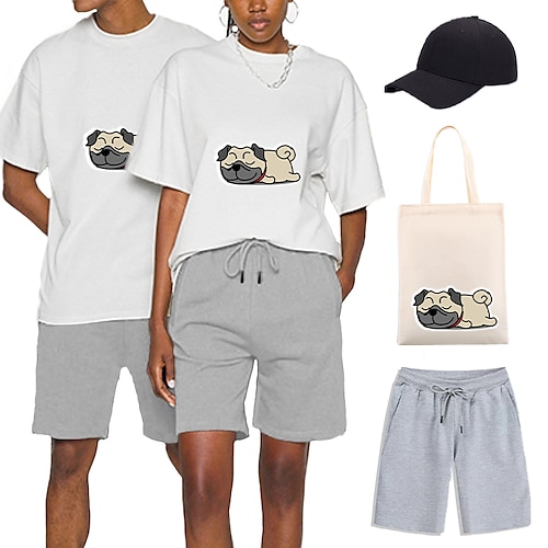 

Animal Chien Chiot Carlin Manches Ajustées Shorts Casquette de Baseball Imprime Art graphique Sac Short Tee-shirt Pour Homme Femme Unisexe Adulte Estampage à chaud 100 % Polyester Casual Quotidien