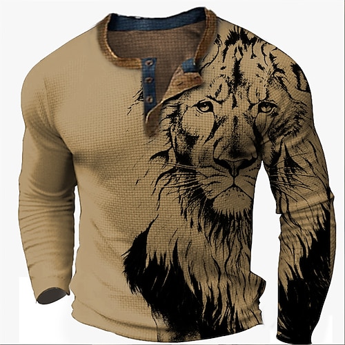 

Per uomo Camicia Henley Waffle Pop art Animali Leone Henley Abbigliamento Stampa 3D Esterno Giornaliero Manica lunga Pulsante Di tendenza Originale Essenziale