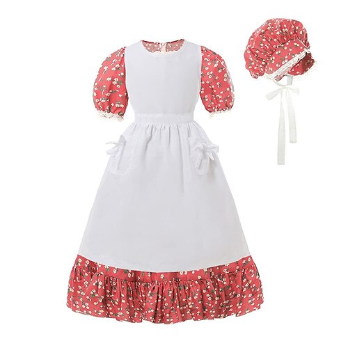 

Dienstmädchenuniform Scarlett O'Hara Blumen Elegant Vintage inspiriert Mittelalterlich Kolonial Vintage-Kleid Bauernkleid Kleid Maskerade Mädchen Kinder Kostüm Jahrgang Cosplay Casual Kleid Kindertag