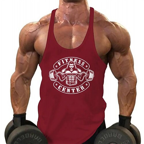 

Herre Singlet til jogging Gymtopp Ermeløs Vest Atletisk treningsklær Pustende Fukttransport Myk Trening Treningsøkt Løp Sports Sportsklær Grafisk Svart Hvit Gul