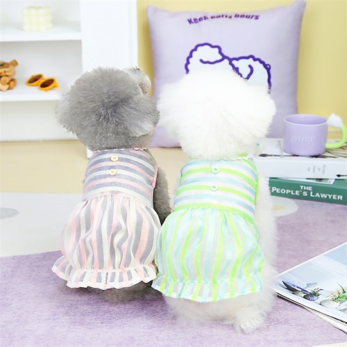 

Perros Gatos Vestidos Rayas Adorable Dulce Exterior Uso Diario Ropa para Perro Ropa para cachorros Trajes De Perro Suave Rosa Verde Disfraz para perro niña y niño Poliéster Algodón XS S M L XL