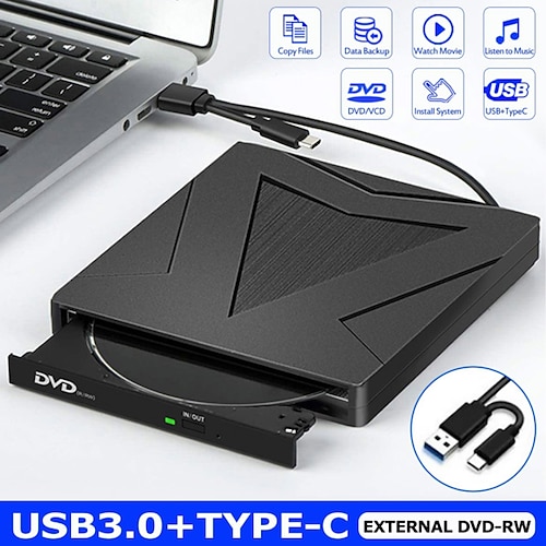 

ekstern dvd-spiller usb3.0 type-c datamaskin stasjon brenner husholdning dvd-rw skriver doble porter leser opptaker bærbar PC