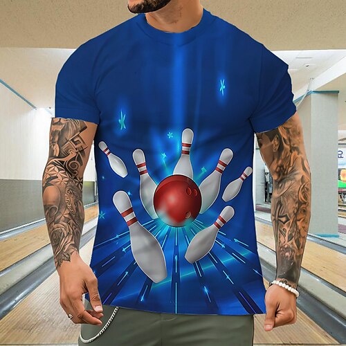 

Per uomo maglietta Pop art Palla da bowling Girocollo Abbigliamento Stampa 3D Esterno Giornaliero Manica corta Stampa Di tendenza Originale Vintage