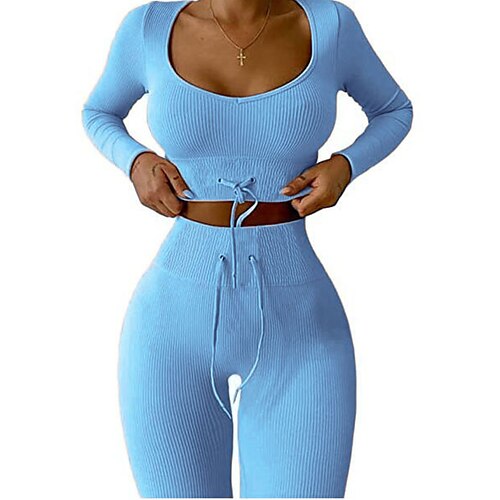 

Per donna Plus Size loungewear Completi 2 pezzi Colore puro Di tendenza caldo Informale Strada Appuntamento Aeroporto Poliestere Traspirante Girocollo Manica lunga Pantalone Estate Primavera Rosa