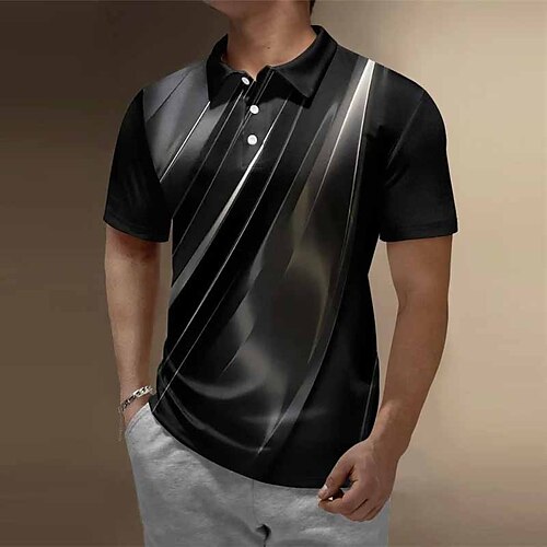 

Per uomo Polo con bottoni POLO Camicia da golf Golf Stampe astratte Geometria Lineare Collo ripiegabile Grigio Esterno Strada Maniche corte Stampa Abbigliamento Sportivo Di tendenza Streetwear