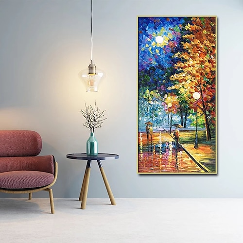 

Pittura a olio dipinta a mano dipinta a mano arte della parete astratta coltello notte strada paesaggio decorazione della casa decorazione tela arrotolata senza cornice non stirata
