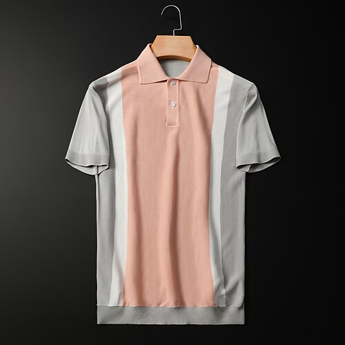 

Per uomo polo in maglia Informale Per eventi Bavero Bottoni Manica corta Di tendenza Moderno Color Block Pulsante Estate Nero Rosa Grigio polo in maglia